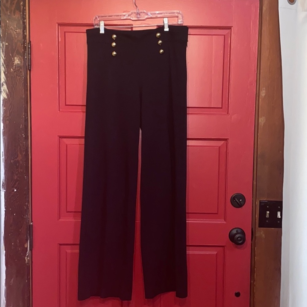 DM New York Black Wide Leg Knit Pants, Size 8